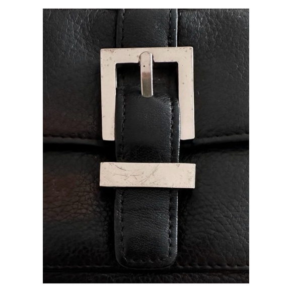 EXPRESS Black Leather Wristlet 7.5”x 4.5” Zip Flap & Snap Buckle - Picture 8 of 9